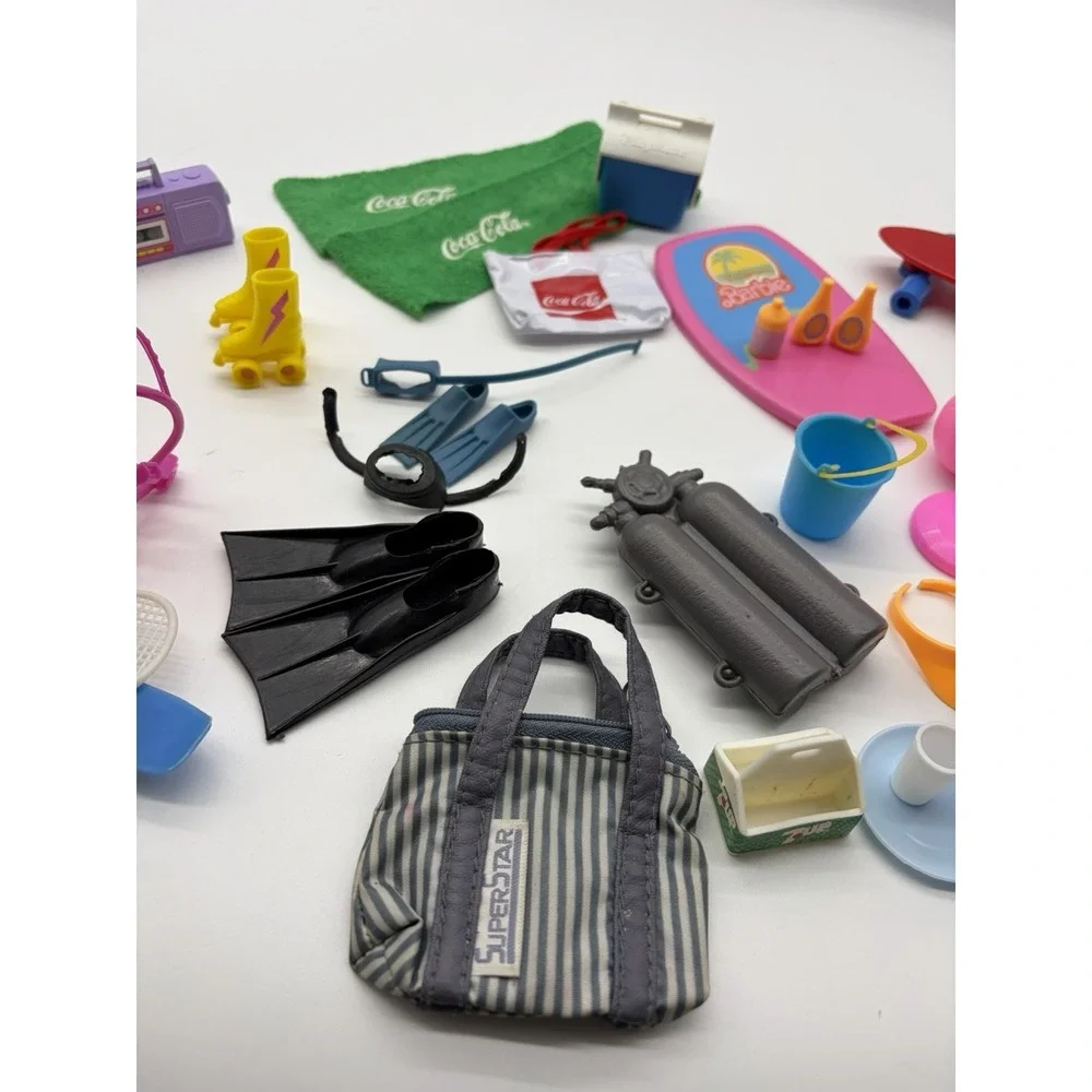 Vintage 80s 90s Barbie Sports Surfing Scuba Swim Accessories Beach Coke Lot‎